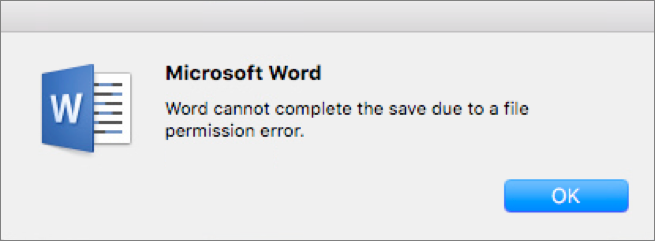 word cannot complete the save due to a file permission error