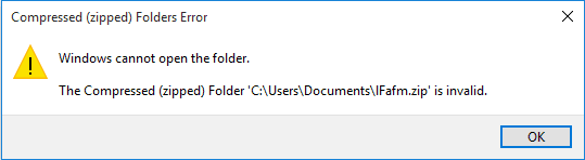 Zip files invalid error.